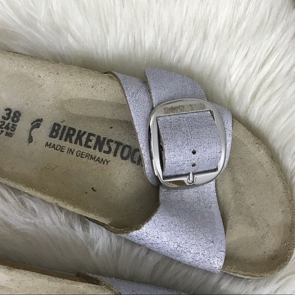birkenstock Madrid Big Buckle Washed Metallic Blue Silver size 38 - Picture 6 of 15